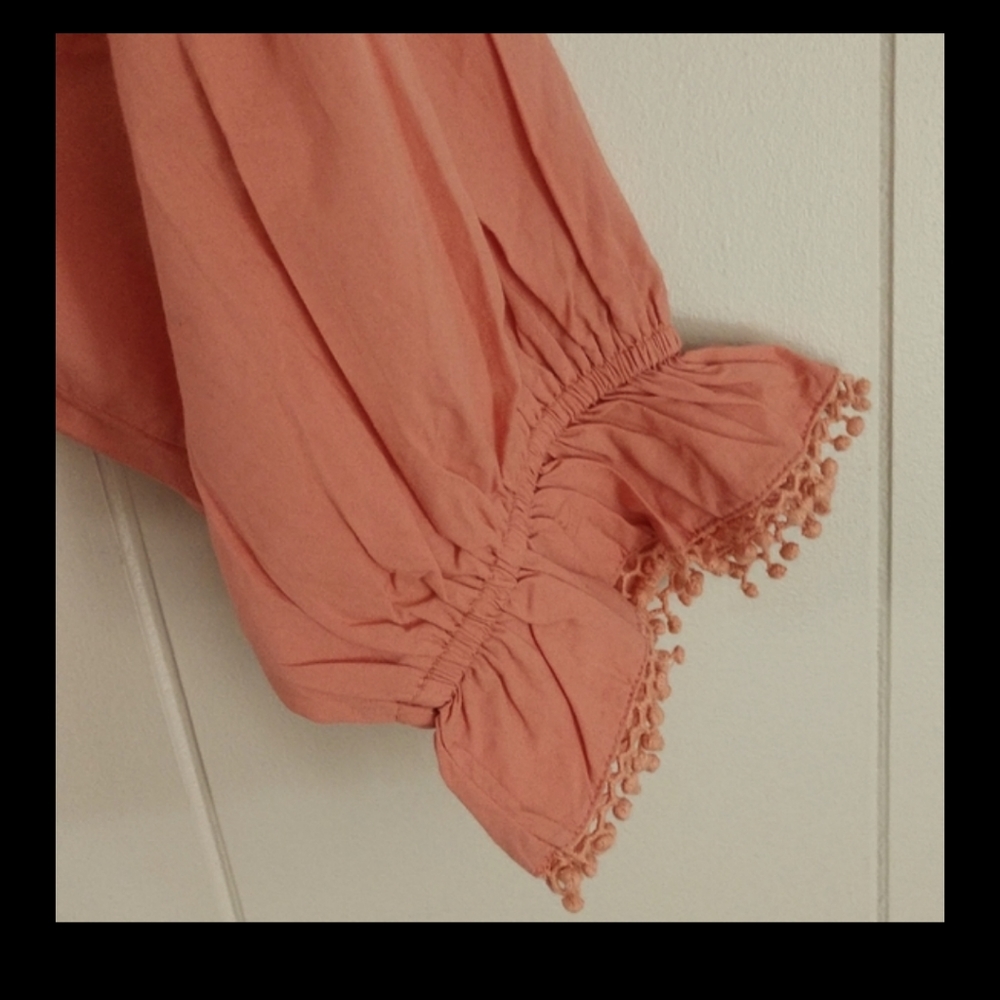Free People Coral Lace-Trim Button Down Blouse - Picture 8 of 8